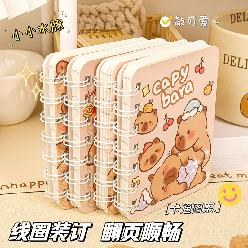 卡皮巴拉线圈本A7记事本加厚笔记本子迷你口袋本横线本可爱日记本 Capybara Spiral-Bound A7 Notebook, Thick Notebook, Mini Pocket Notebook, Lined Notebook, Cute Diary