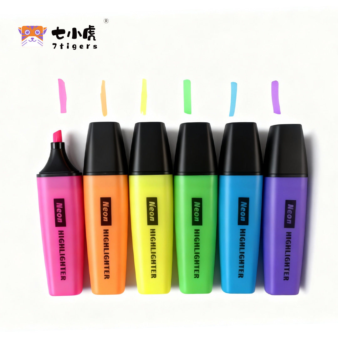 厂家供应大容量扁型多色创意迷你荧光笔 可加印logoManufacturer supplies high-capacity, flat, multi-coloured, creative mini highlighter pens; logo printing available
