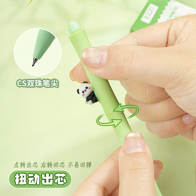 熊猫扭扭笔卡通新款中性笔盒装学生刷题笔高颜值顺滑签字笔 Panda Twist Pen Cartoon-Style Ballpoint Pen Set—Student Practice Pens, Stylish and Smooth-Writing Ballpoint Pens