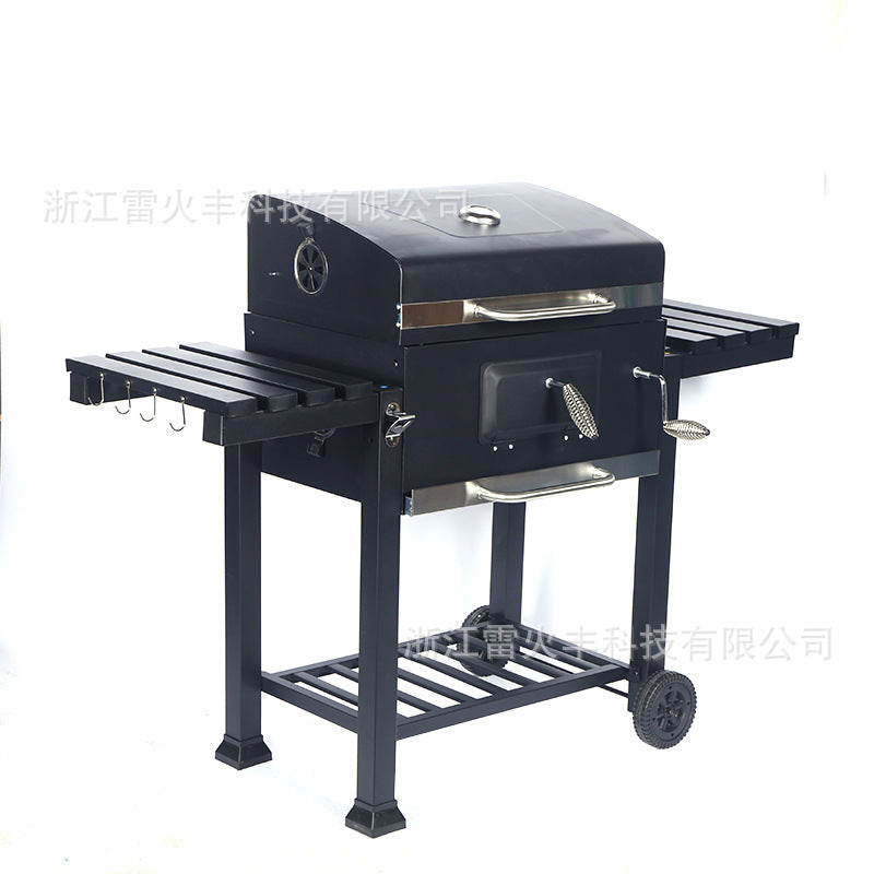 BBQ庭院大四方炉方形取暖炉木炭烟熏炉烧烤架加厚带盖大型烧烤炉BBQ Garden Large Square Stove, Square Heater, Charcoal Smoker, Barbecue Grill – Thick-walled, Lidded, Large Barbecue Grill