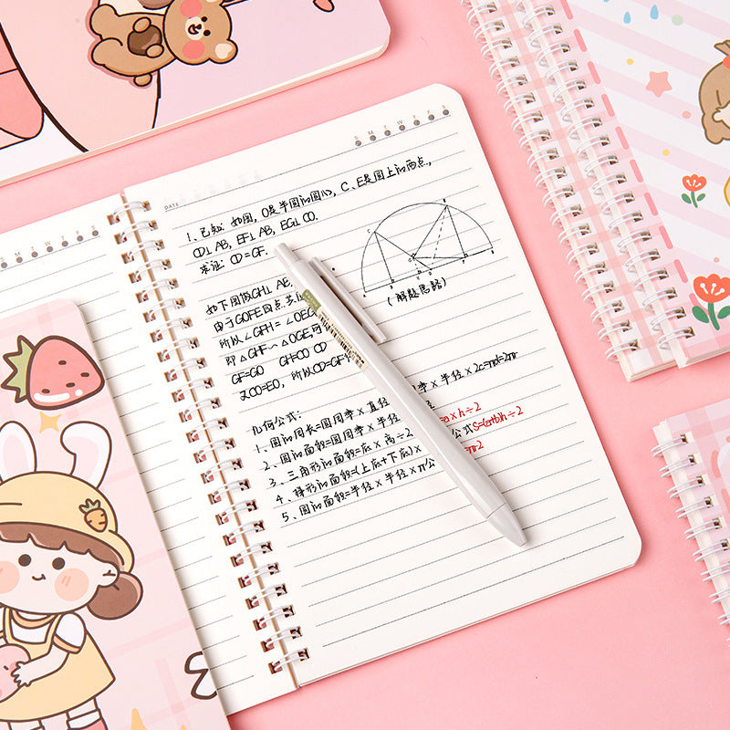 学生日记本A5记事本创意韩版侧翻线圈笔记本卡通线圈本手帐本Student Diary A5 Notebook Creative Korean-Style Side-Flip Spiral Notebook Cartoon Spiral Notebook Planner