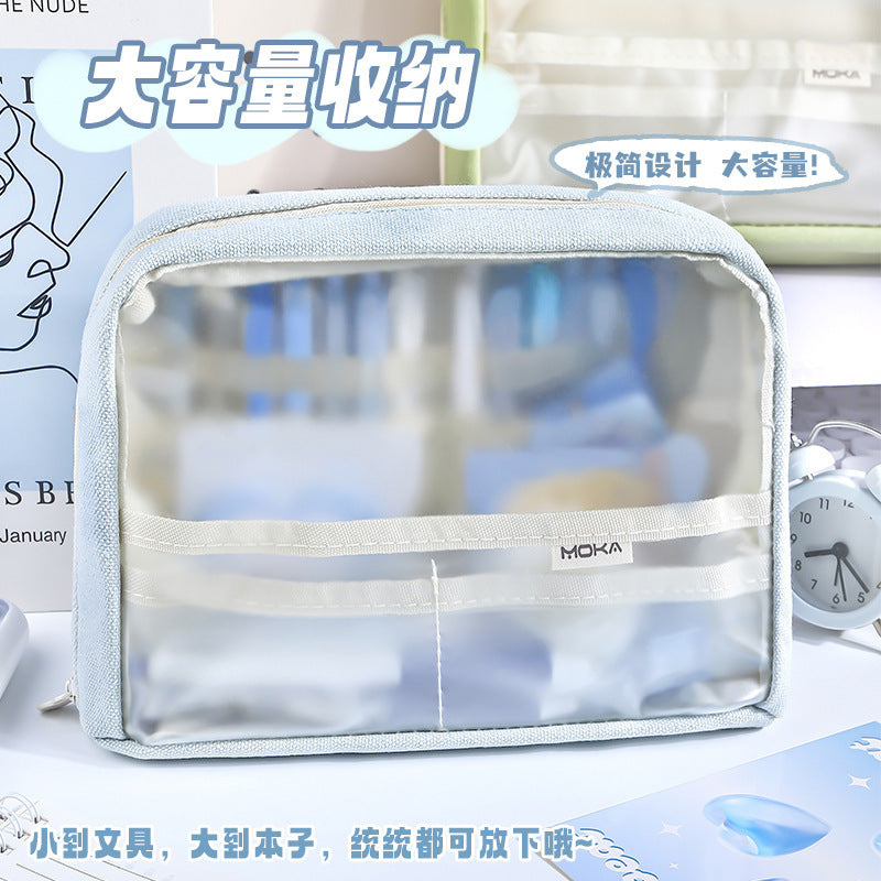 高颜值大容量多层笔袋小学生透明文具袋防水简约铅笔袋Stylish, Large-Capacity, Multi-Compartment Pencil Case for Elementary School Students—Transparent, Waterproof, Minimalist Pencil Case