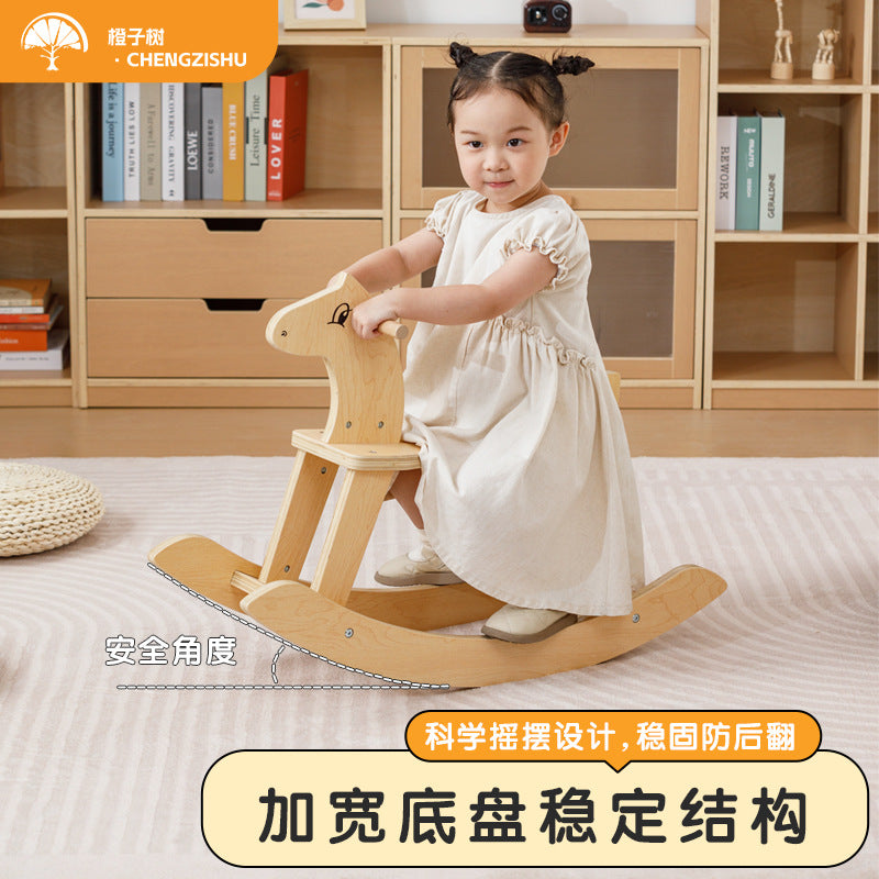 源头工厂小孩木马儿童摇马实木摇摇马宝宝礼物木质玩具Direct from the manufacturer: children’s rocking horses, solid wood rocking horses, baby gifts, wooden toys