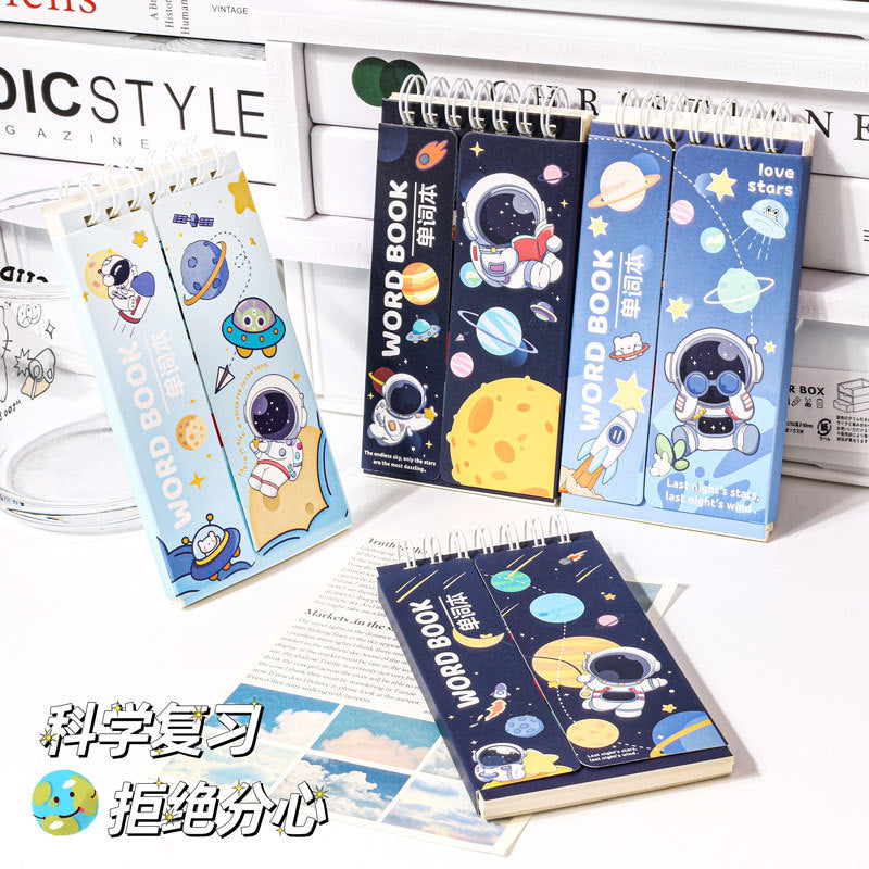 MOKA卡通女孩宇航员便捷携带本口袋可爱风线圈本学生用上翻单词本MOKA Cartoon Girl Astronaut Portable Notebook: Cute Pocket-Sized Spiral-Bound Student Vocabulary Workbook with Flip-Up Cover