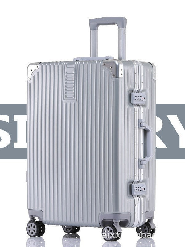 铝框行李箱定制logo静音万向轮TSA海关锁加厚大容量旅行箱拉杆箱Aluminium-framed suitcase with customisable logo, silent multi-directional wheels, TSA-approved lock, reinforced construction and large capacity