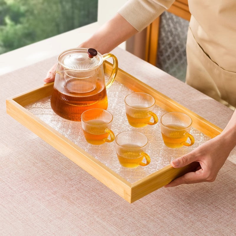 简约茶盘家用餐厅2025新款楠竹茶托盘茶具用茶室摆盘Minimalist Tea Tray – New 2025 Design for Home Dining Rooms: Nanmu Bamboo Tea Tray for Tea Sets and Tea Room Display