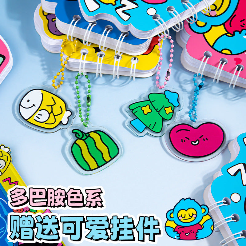 多巴胺卡通异形线圈本高颜值小学生侧翻笔记本硬壳加厚跨境记事本Dopamine-themed Cartoon Alien Coil-Bound Notebook: High-Quality Elementary School Student Side-Flip Notebook with Hard Cover and Thickened Pages—Cross-Border Notepad