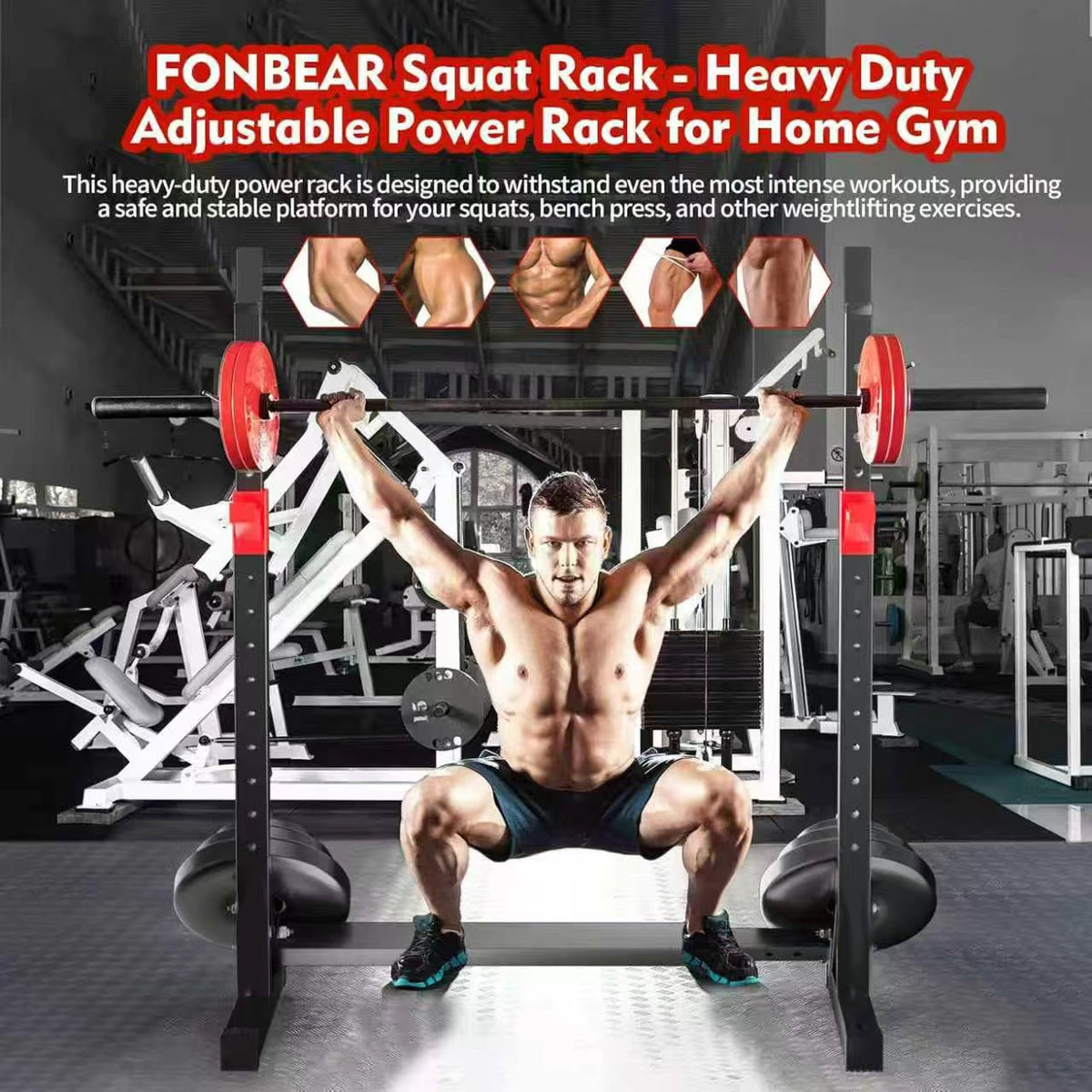 多功能深蹲架卧推架家用健身举重床机杠铃架子支架器材室内Multifunctional squat rack and bench press rack – home gym weightlifting bench, machine, barbell rack and stand – indoor fitness equipment