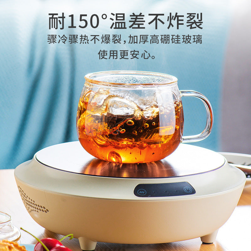天喜玻璃杯茶杯带把女花茶杯透明家用杯子过滤水杯茶水分离泡茶杯Tianxi Glass Cup, Tea Cup with Handle, Women's Floral Tea Cup, Clear Household Cup, Water Filter Cup, Tea-Water Separation Cup, Tea Brewing Cup