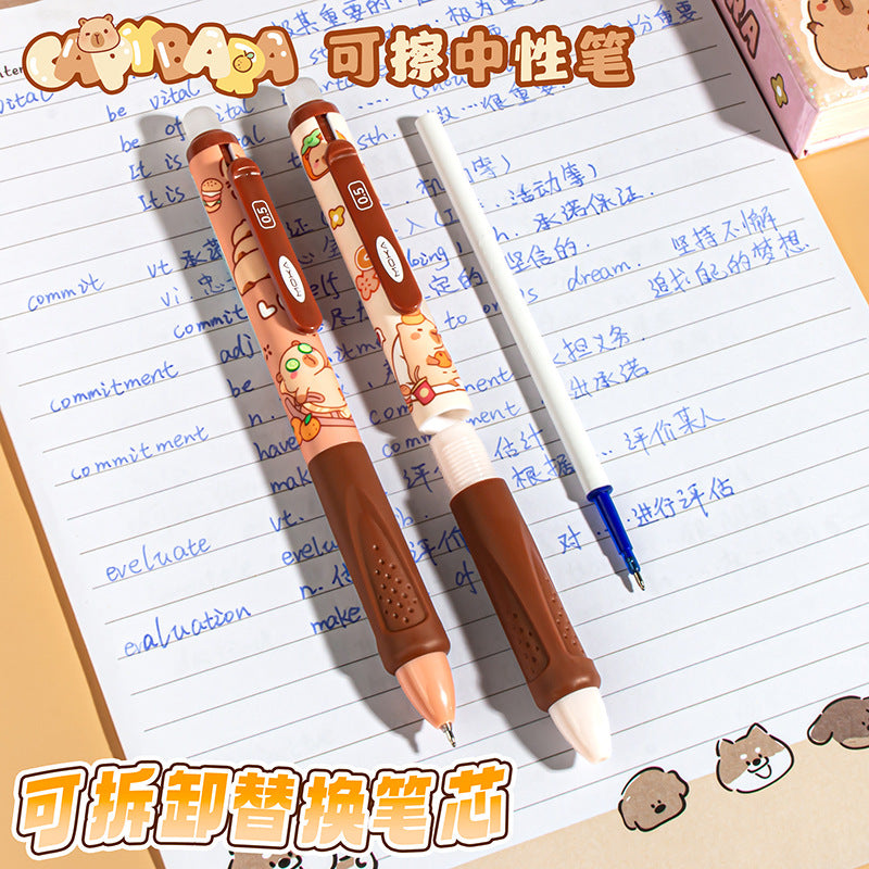 卡通可爱可擦笔中性笔小学生考试蓝笔速干刷题笔软握蓝色水笔Cute Cartoon-Style Erasable Gel Pen for Elementary School Students: Blue Quick-Drying Practice Pen with Soft Grip