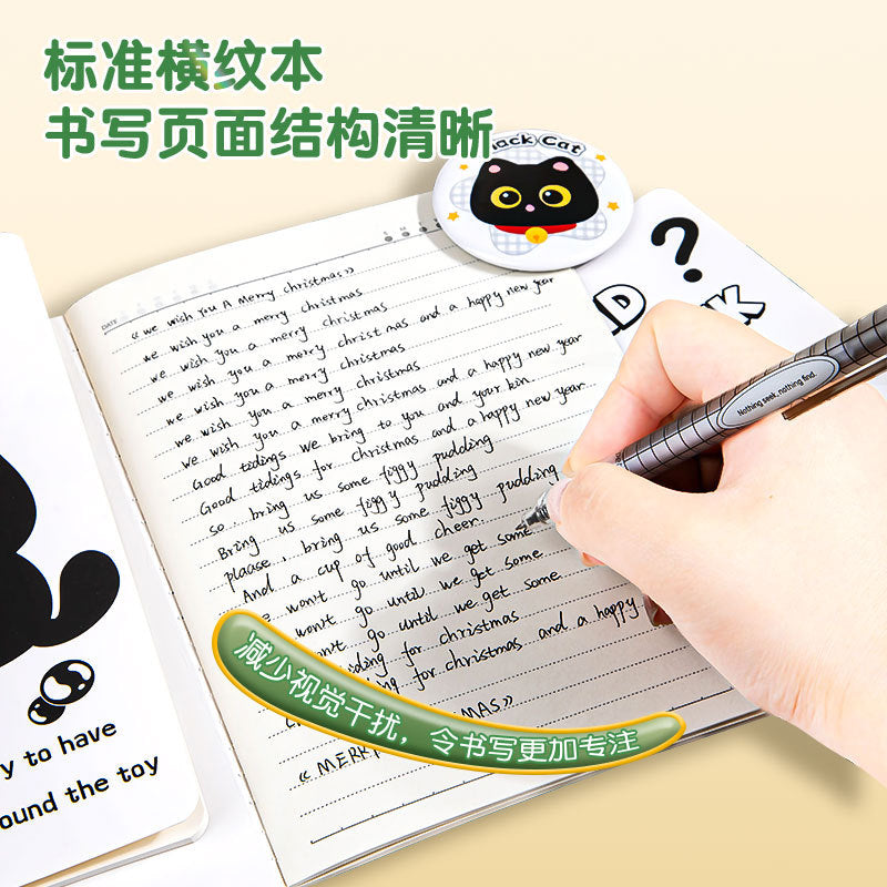 爆款高颜值学生车线本卡通横线可爱a5本子办公黑猫笔记本Best-Selling, Stylish Student Notebook: Cartoon-Themed Ruled A5 Notebook with Cute Design—Black Cat Office Notebook
