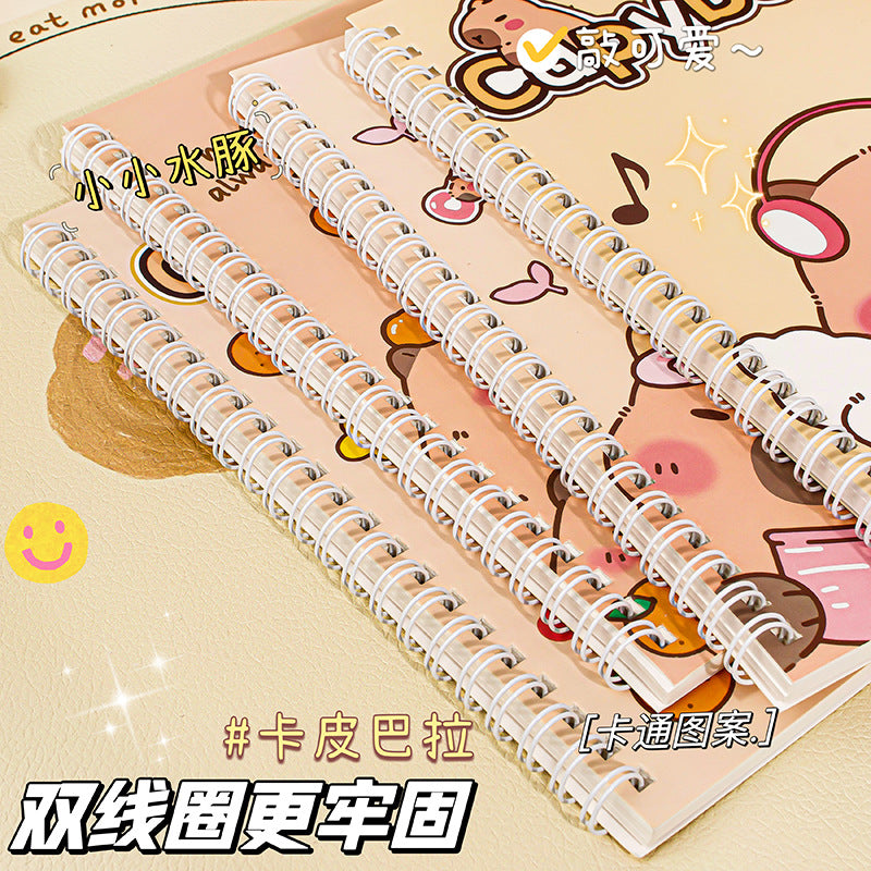 卡皮巴拉线圈本A5记事本加厚笔记本子防水横线本高颜值日记本 Capybara Spiral-Bound A5 Notebook, Thick-Paged, Waterproof, Lined, Stylish Diary