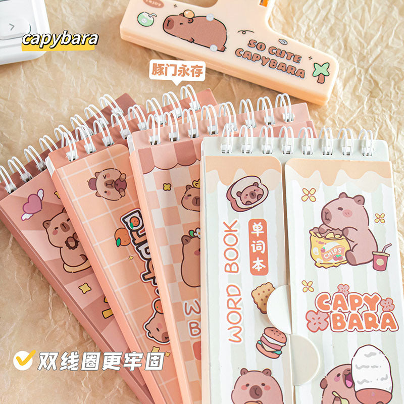 MOKA魔卡新品卡皮巴拉系列豚豚日常单词线圈活页迷你随身便携本MOKA Magic Card New Capybara Series: “Piggy's Daily Life” Vocabulary Spiral-Bound Mini Portable Notebook