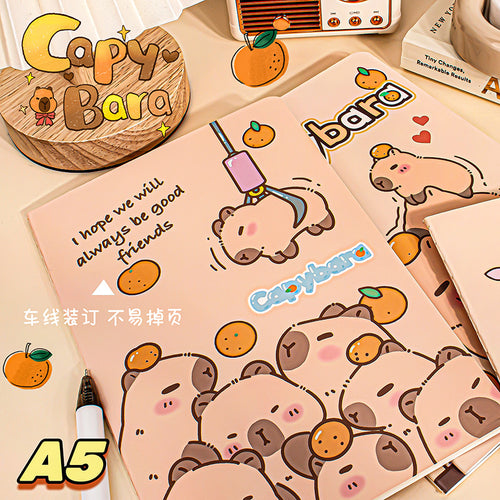 A5车线本可爱卡通记事本学生学习用品软面抄日记本笔记本本子 A5 Ruled Notebook—Cute Cartoon-Themed Student Stationery, Soft-Cover Diary, Notebook
