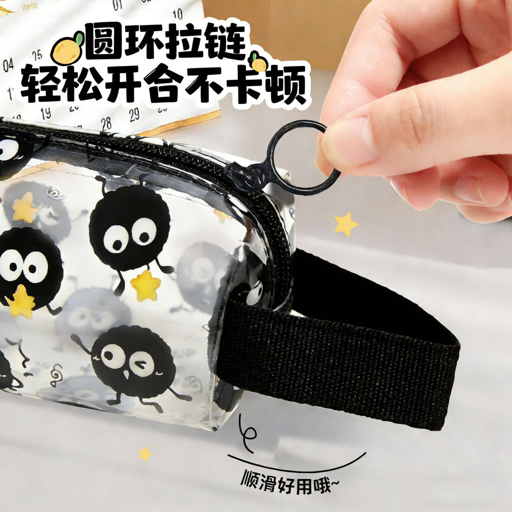 萌趣黑猫小怪物透明笔袋久用不发黄可视文具袋学生用品笔袋Cute Black Cat Monster Clear Pencil Case—Resists Yellowing Over Time, Transparent Stationery Pouch, Student Supplies, Pencil Case