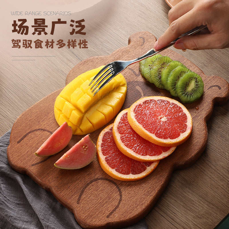 家逸呆呆鼠料理板(大号整木）KAYI Cutting Board Ebony Chopping Board Serving Board Portable Fun Animal Shaped Design Board Solid Wood Large Size