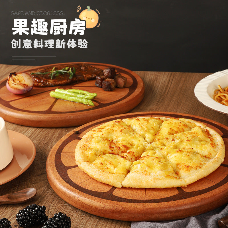 家逸橙意满满料理板（整木）KAYI Cutting Board Ebony Chopping Board Serving Board Portable Citrus Slice Cutting Design Board Solid Wood