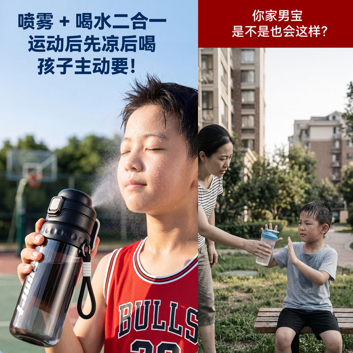 捷安玺新款喷雾水杯大容量户外运动水杯男女学生上学专用吸管杯子Large-Capacity Spray Water Bottle for Outdoor Sports—Straw Cup Designed for Boys and Girls to Take to School