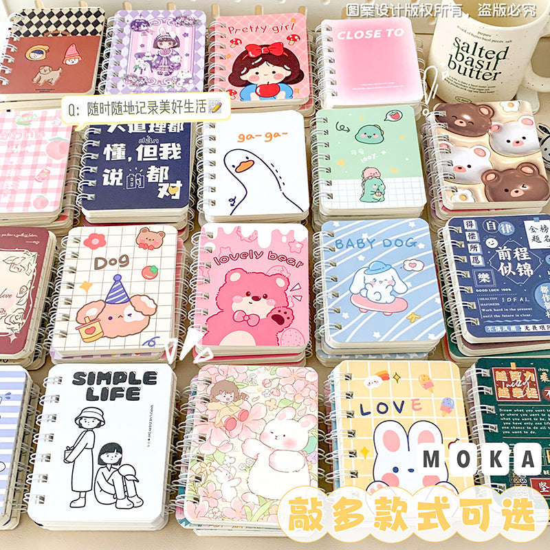 可爱卡通高颜值A7侧翻线圈本学生小本子迷你笔记本便携办公记事本 Cute, Cartoon-Style, High-Quality A7 Side-Folding Spiral Notebook—Student Notebook, Mini Notebook, Portable Office Notepad