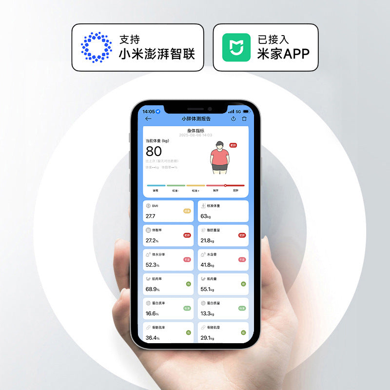体重秤家用体脂秤精准电子秤人体称重计充电款小型已接入米家APPHome-use Body Fat Scale, Accurate Digital Scale, Rechargeable Personal Weighing Scale – Compact Model, Integrated with the Mi Home App