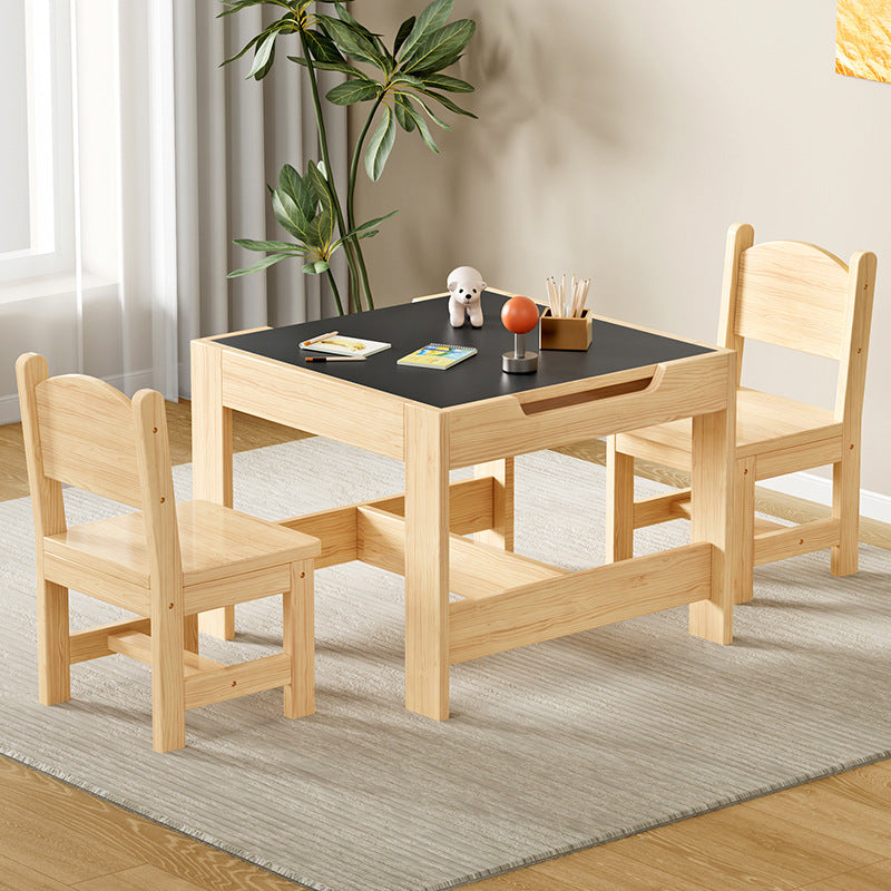 儿童实木桌椅双人餐桌家用收学习桌多功能批量套装批发桌子Children’s Solid Wood Tables and Chairs, Two-Seater Dining Table, Home and Study Desk, Multifunctional Bulk Set, Wholesale Tables
