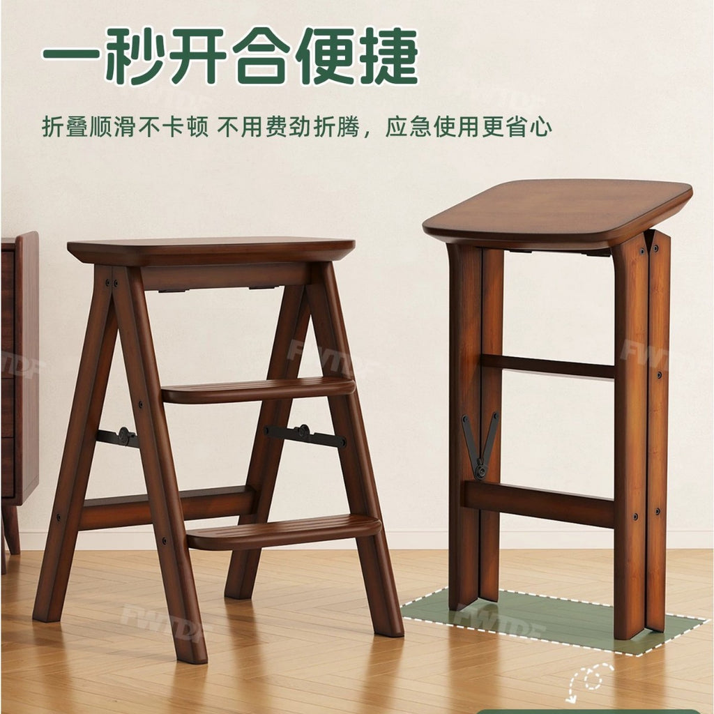 折叠梯凳加厚加粗登高梯凳家用多功能厨房高脚凳小型轻便吧台凳子Folding Step Stool – Reinforced and Sturdy Step Stool for Reaching High Places; Multi-purpose Household Kitchen Stool; Compact and Lightweight Bar Stool