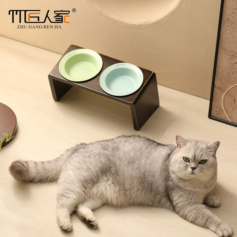 猫碗架双碗防打翻猫饭食盆狗狗碗陶瓷猫粮小型犬泰迪保护颈椎高脚Cat Bowl Stand – Double Bowls, Anti-Tip Design, Cat Food Bowls, Dog Bowls, Ceramic, Cat Food, Small Dogs, Poodles, Cervical Spine Protection, Elevated