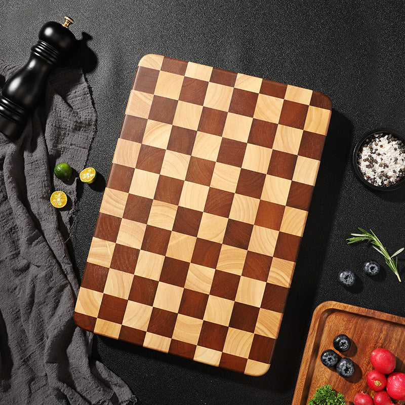 家逸棋盘格料理板（方形）KAYI Cutting Board Oak Chopping Board Serving Board Checkerboard Solid Wood Rectangle
