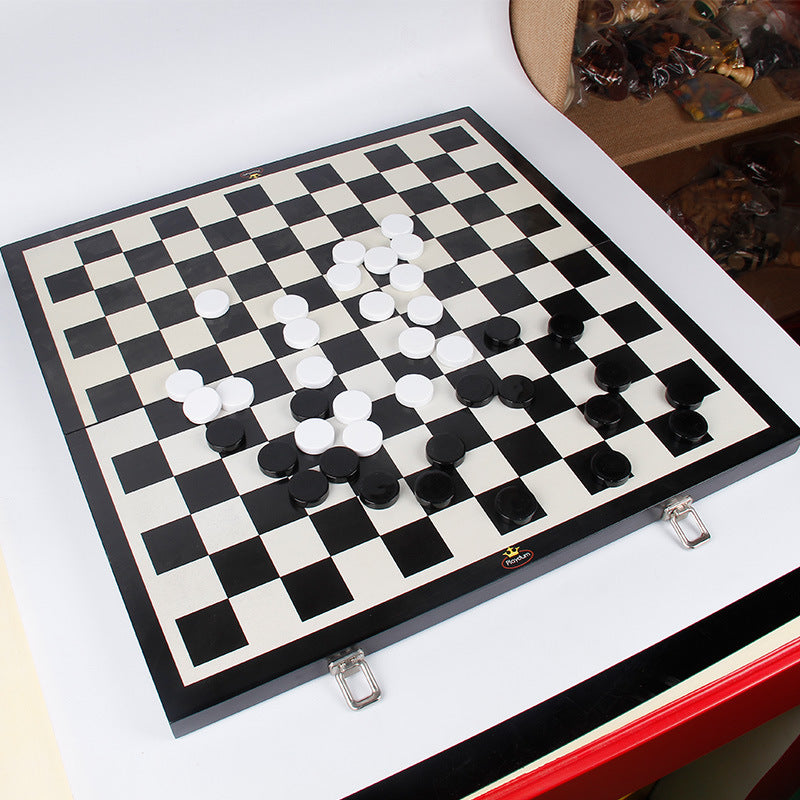 国际跳棋双陆棋 皮制双陆棋 折叠真皮双陆棋International Draughts Backgammon Leather Backgammon Folding Genuine Leather Backgammon