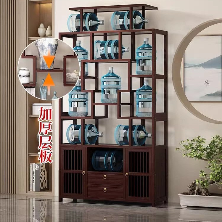 新中式博古架多宝阁 实木置物架客厅隔断展示柜古董摆件架New Chinese-style display cabinet, multi-shelf cabinet; solid wood shelving unit, living room room divider, display cabinet, antique ornament stand