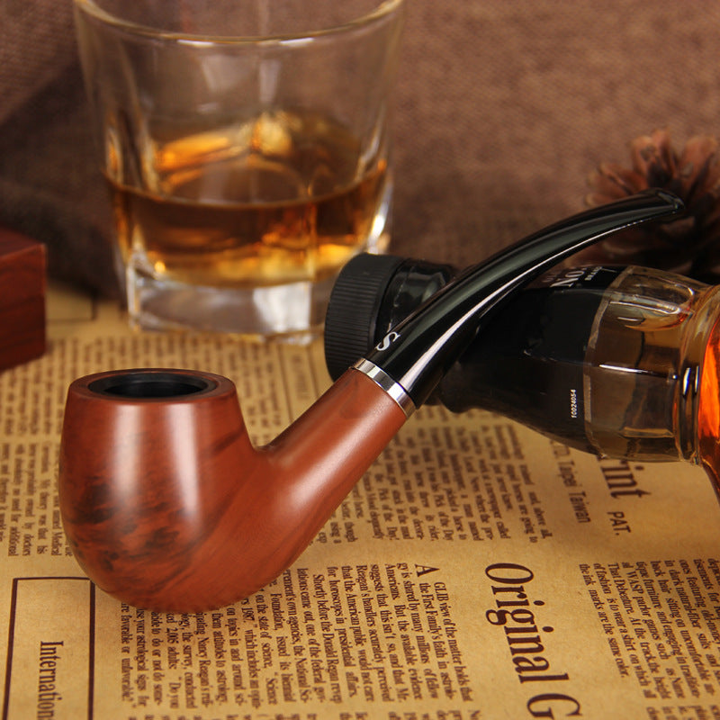 经典清洗型过滤烟斗SD-109A木纹胶木烟斗带底座绒毛布袋Classic Washable Filter Pipe SD-109A: Wood-grain Bakelite Pipe with Stand and Fleece Pouch