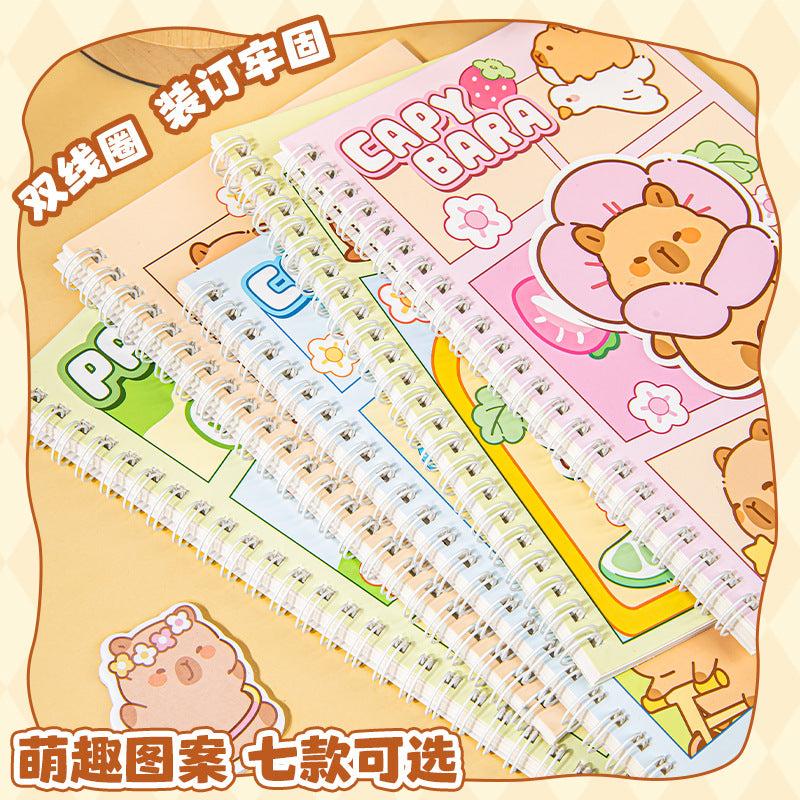 卡通线圈本A5笔记本学生本子高颜值办公文化日记本卡皮巴拉作业本 Cartoon Spiral-Bound A5 Notebook, Student Notebook, Stylish Office & Cultural Diary, Capybara-Themed Homework Notebook