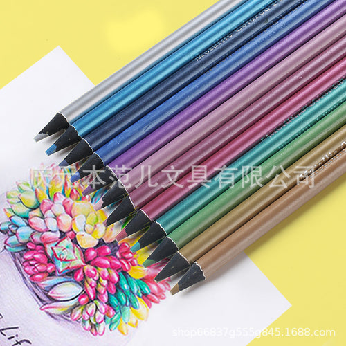 brutfuner 新品 12金色黑杆彩铅绘画涂鸦brutfuner New Arrival: 12-piece set of gold and black coloured pencils for drawing and doodling