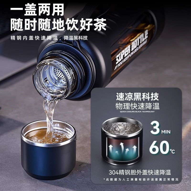 智能显温泡茶杯茶水分离杯子大容量水杯耐摔高硼硅玻璃杯Smart Temperature-Displaying Tea Cup, Tea-Water Separation Cup, Large-Capacity Cup, Shatter-Resistant High-Borosilicate Glass Cup