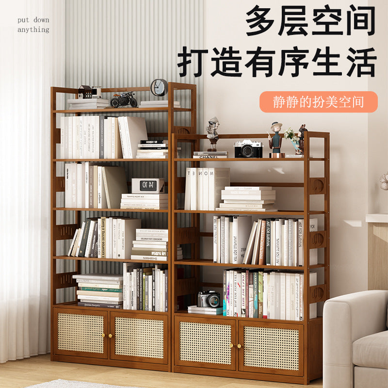 书架落地置物架多层简易收纳家用书房办公室客厅储物柜子书柜分层Floor-standing bookshelf and storage unit, multi-tiered, simple storage solution for the home, study, office or living room; storage cupboard and bookcase with separate shelves