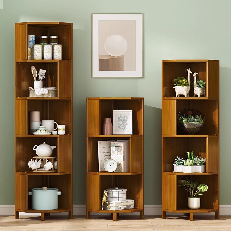 实木转角书架 墙角置物架客厅卧室角落收纳架多层三角架Solid Wood Corner Bookshelf – Corner Shelving Unit for the Living Room or Bedroom, Multi-tiered Triangular Shelving Unit
