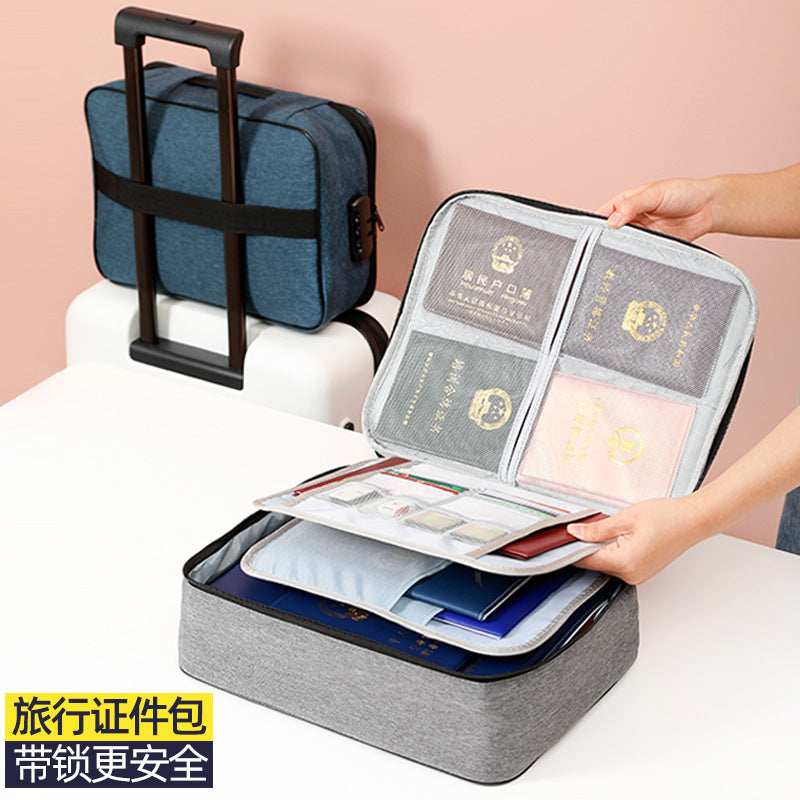 证件收纳包家用便携多层防水文件整理袋大容量出差旅行手提护照包Document Organiser Bag – Household, Portable, Multi-Compartment, Waterproof Document Organiser, Large Capacity, Business Trip and Travel Handbag, Passport Case