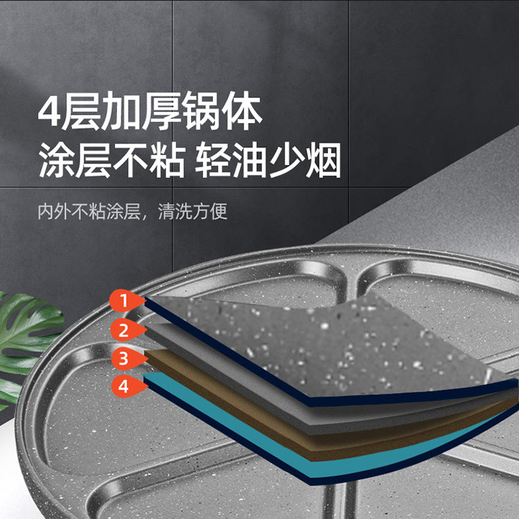 七孔荷叶麦饭石早餐煎锅烤盘荷包蛋平底锅不沾烘培不粘锅Seven-hole lotus leaf maifanshi breakfast frying pan, baking tray, fried egg pan, non-stick baking pan