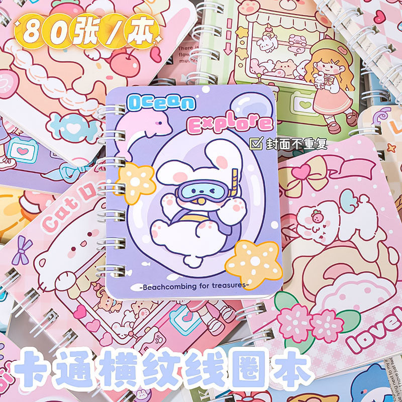 A7线圈本速写本线圈本不割手可爱少女卡通口袋便携学生记事本A7 Spiral-Bound Sketchbook—Cute, Cartoon-Style, Pocket-Sized, Portable Student Notebook That Won’t Cut Your Hands