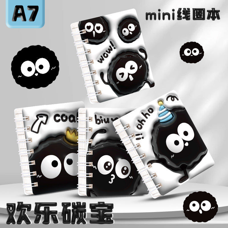 学校采购文具笔记本办公便携本子可爱A7碳宝迷你小线圈本School Supplies: Stationery, Notebooks, Portable Office Notebooks, Cute A7 Carbon Mini Spiral Notebooks