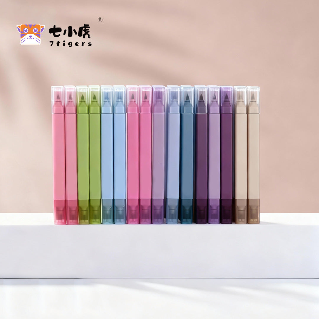 双头荧光笔学生用记号笔彩色粗细划重点轮廓笔手帐笔莹光笔彩色Double-ended highlighter pens; student highlighters; coloured highlighters in various thicknesses; outlining pens; bullet journal pens; fluorescent pens; coloured