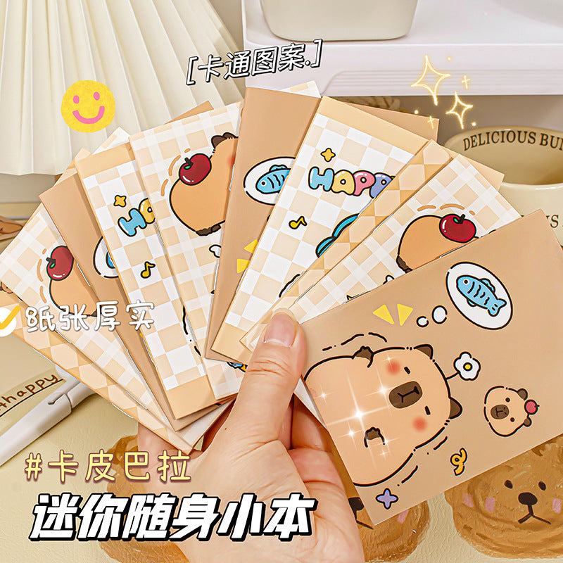 卡皮巴拉骑马订随身笔记本可爱便携小本子小学生奖品小礼物 Capybara Saddle-Stitched Notebook—Cute and Portable Little Notebook, Prize or Small Gift for Elementary School Students