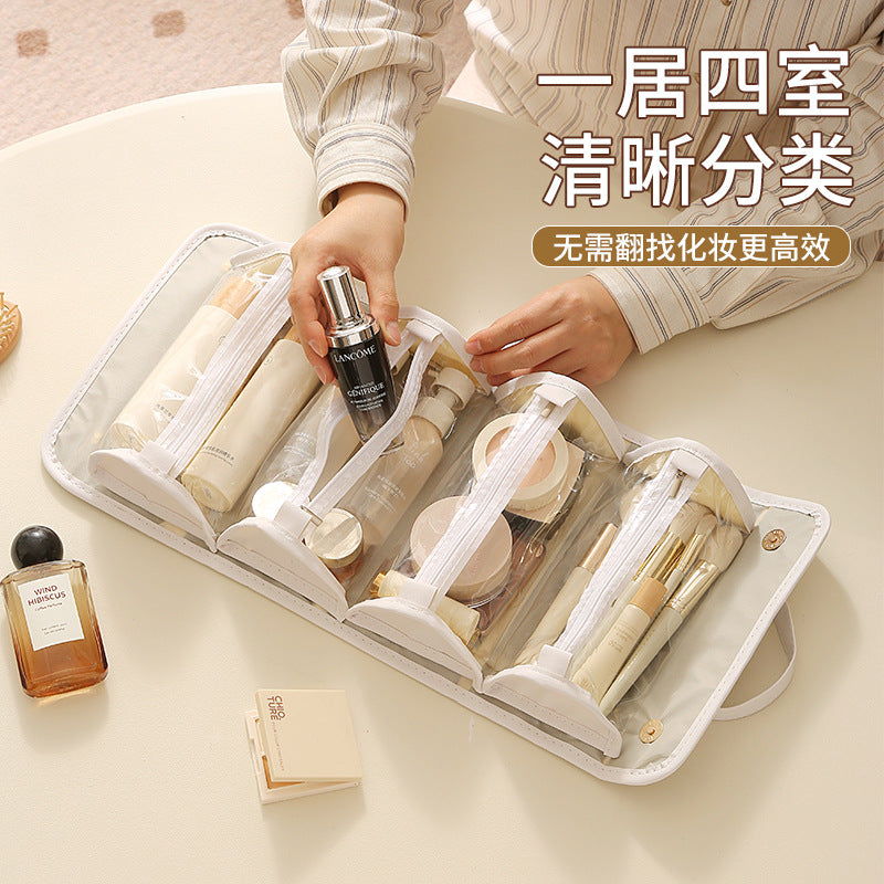 新款可拆卸折叠化妆包跨境大容量收纳包旅行外出便携四合一化妆包New Detachable Foldable Make-up Bag: Cross-border Large-Capacity Storage Bag – Portable 4-in-1 Make-up Bag for Travel and Outings