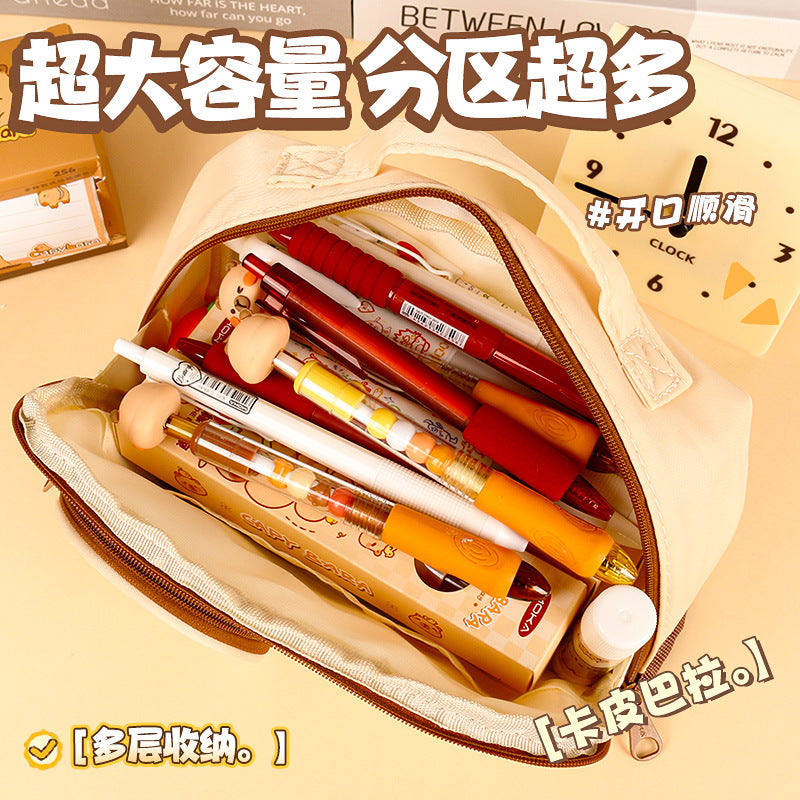 卡皮巴拉笔袋可爱食物痛包笔袋高颜值大容量学生文具袋铅笔盒Capybara Pencil Case, Cute Food-Themed Pencil Case, Stylish and Spacious Student Stationery Bag, Pencil Case