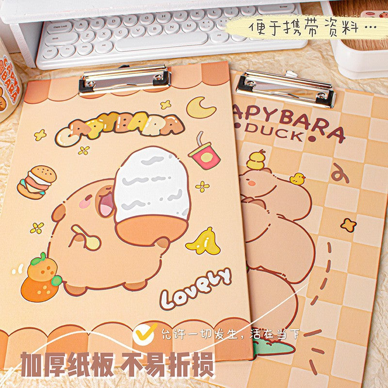 MOKA新品创意卡通a4纸板夹文件书板夹写字夹板加厚多功能学生文具MOKA Creative Cartoon A4 Cardboard Clipboard, Document Holder, Writing Board, Thickened Multifunctional Student Stationery