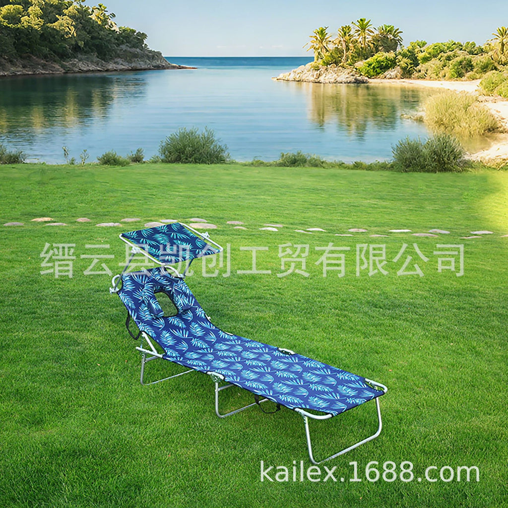 户外沙滩床带孔晒背趴椅折叠床单人家用午休床便携式行军床多色Outdoor Beach Lounger with Ventilation Holes for Sunbathing, Folding Sun Lounger, Home Use Nap Bed, Portable Camping Bed, Available in Multiple Colours