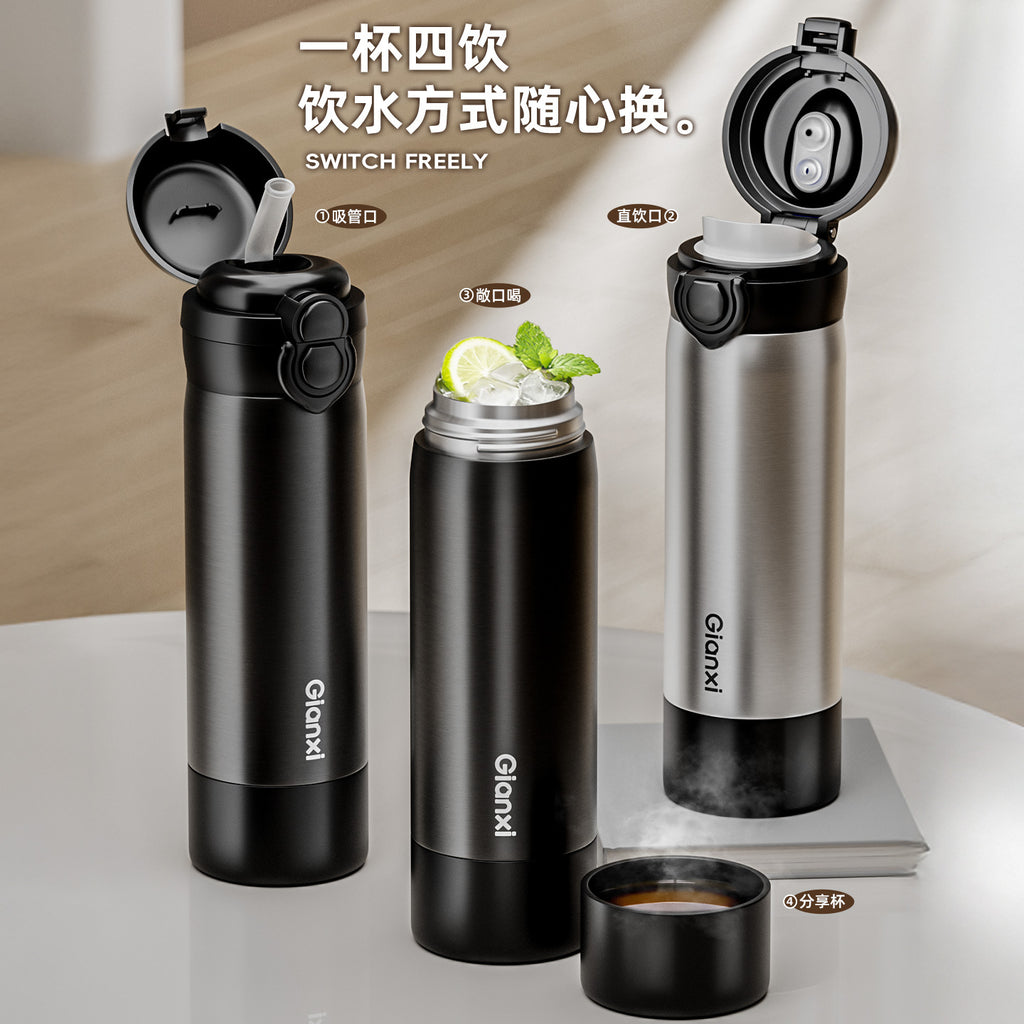 吸管保温水杯316L不锈钢保温杯女高颜值户外便携学生水杯 Insulated Water Bottle with Straw, 316L Stainless Steel, Stylish Outdoor Portable Student Water Bottle for Women
