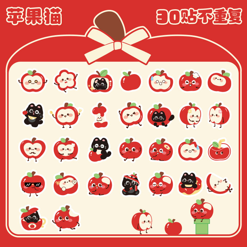 苹果猫贴纸包手帐素材可爱卡通贴纸ins风幼儿园奖励贴纸文具 Planner Decorations, Cute Cartoon Stickers, Preschool Reward Stickers, Stationery