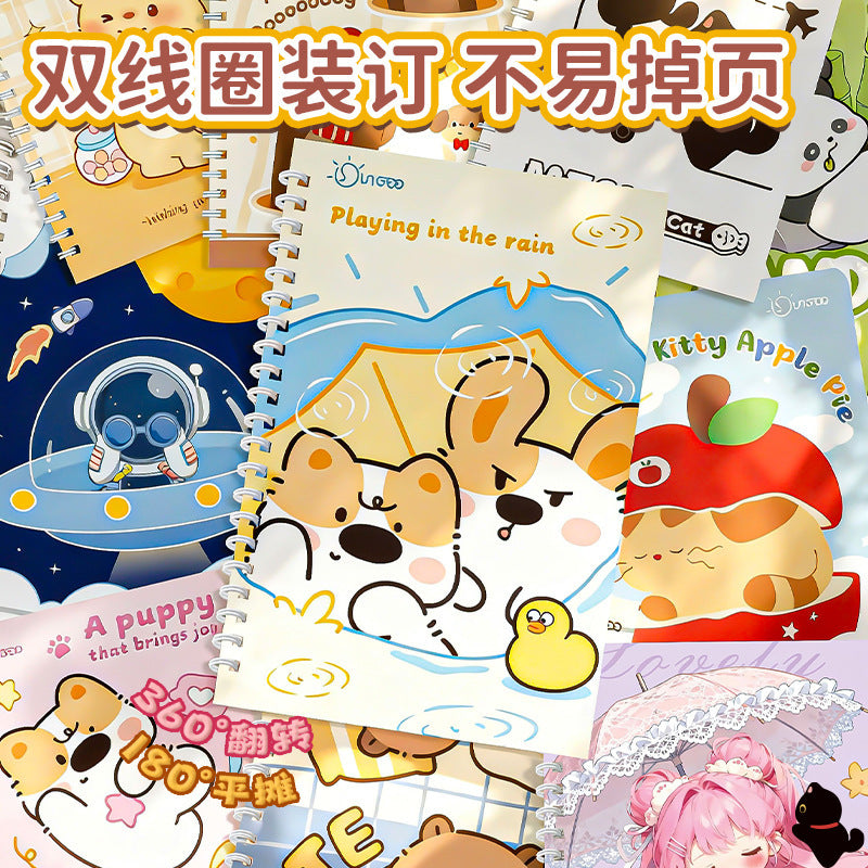 可爱萌趣笔记本小学生多功能高颜值记事本加厚横线便携线圈本 Cute and Charming Notebook: Multifunctional, Stylish Notebook for Elementary School Students—Thick, Lined, Portable Spiral-Bound Notebook