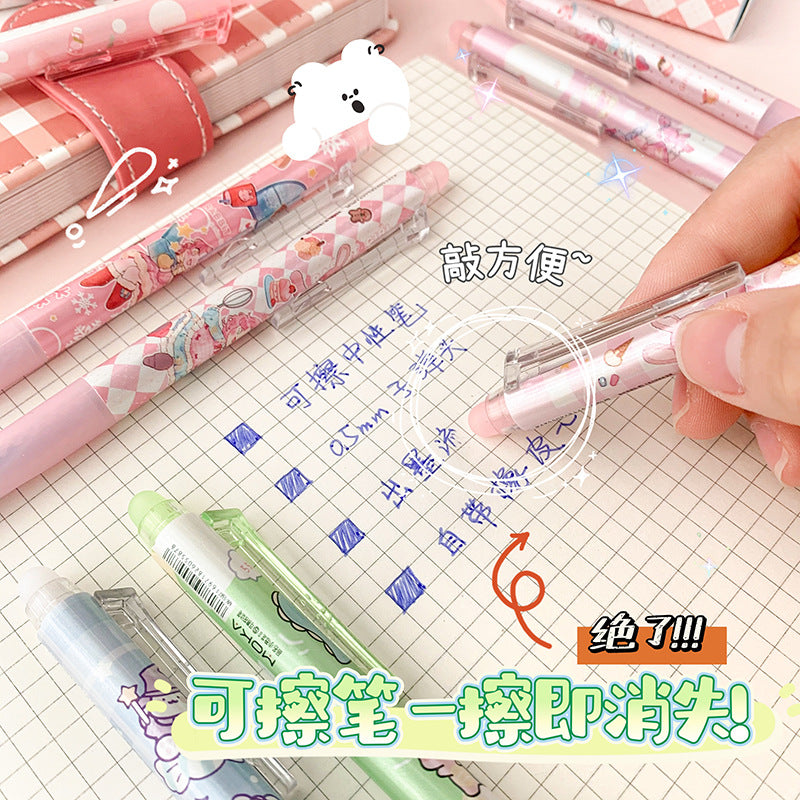 MOKA魔卡热可擦中性笔可爱高颜值摩易擦笔卡通动物清新按动笔 MOKA Magic Card Heat-Erasable Gel Pen: Cute, Stylish, Easy-to-Erase Pen with Cartoon Animal Designs—Refreshing Push-Button Pen